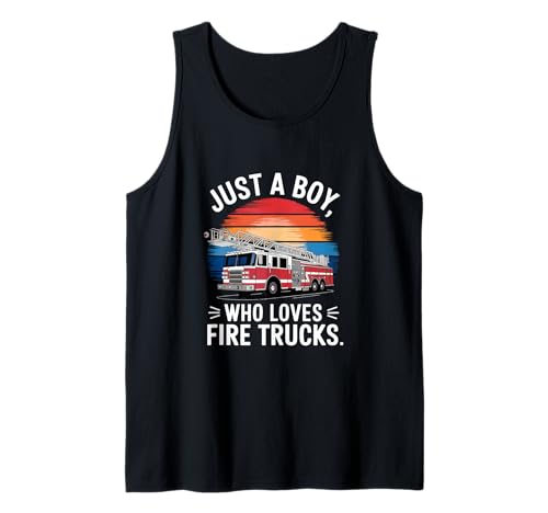 Herren Nur EIN Junge, der Feuerwehrautos liebt Rettungsfahrer Feuerwehrauto Tank Top von Funny Fire Truck Apparel for Men Women