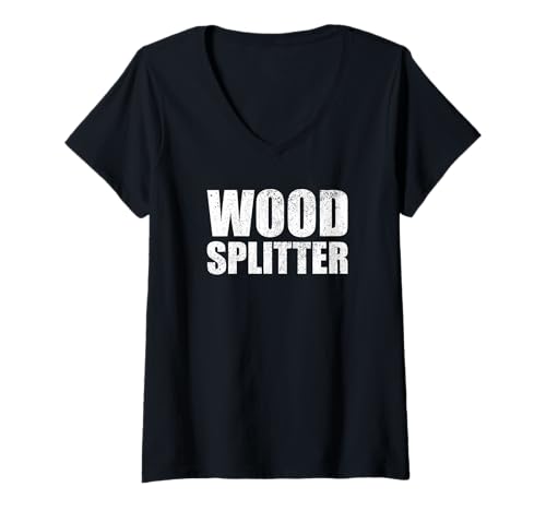 Damen Holzspalter T-Shirt mit V-Ausschnitt Damen Holzspalter T-Shirt mit V-Ausschnitt von Funny Firewood Wood Splitter dad gift idea