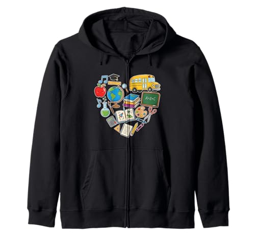 Teacher at Heart Zurück zur Schule Männer Frauen Kapuzenjacke von Funny First Day Of School Teaching Women Girls Kid