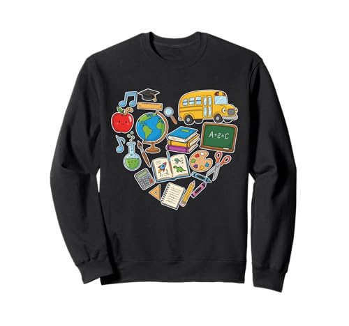 Teacher at Heart Zurück zur Schule Männer Frauen Sweatshirt von Funny First Day Of School Teaching Women Girls Kid