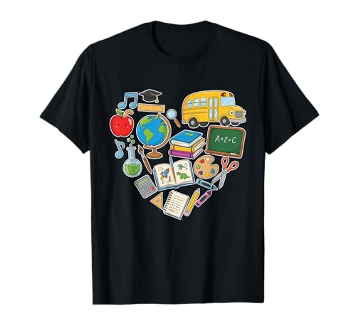 Teacher at Heart Zurück zur Schule Männer Frauen T-Shirt von Funny First Day Of School Teaching Women Girls Kid