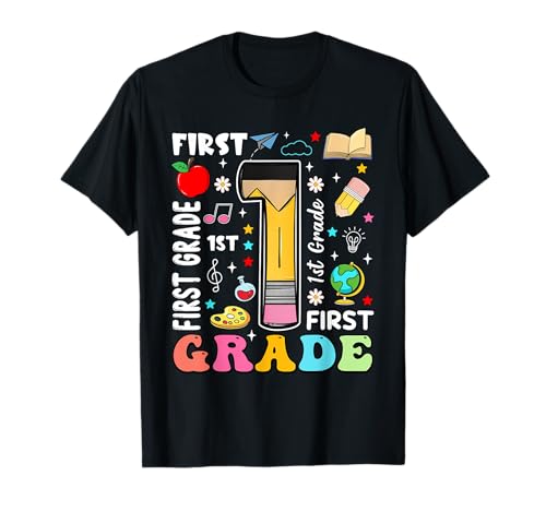 Bleistift 1 First Grade Back to School Teachers Kids T-Shirt von Funny First Day Of School