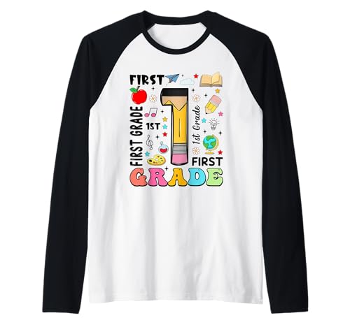 Bleistift 1 First Grade First Day of School Teachers Kids Raglan von Funny First Day Of School