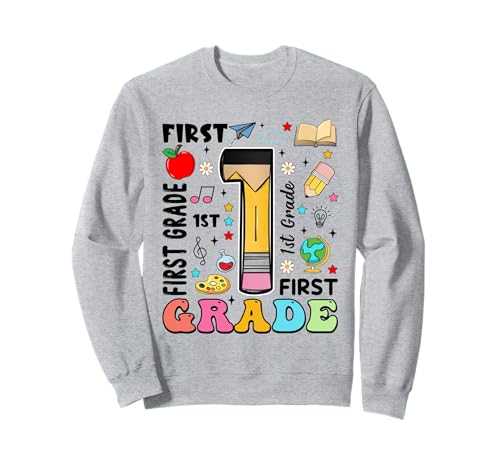 Bleistift 1 First Grade First Day of School Teachers Kids Sweatshirt von Funny First Day Of School