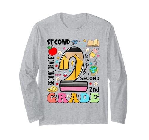Bleistift 2 Second Grade First Day of School Teachers Kids Langarmshirt von Funny First Day Of School