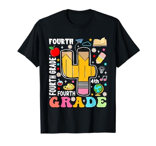 Bleistift 4 vierte Klasse Back to School Lehrer Kinder T-Shirt von Funny First Day Of School