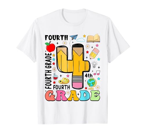 Bleistift 4 vierte Klasse erster Schultag Lehrer Kinder T-Shirt von Funny First Day Of School