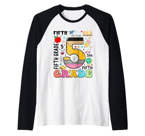 Bleistift 5 Fifth Grade First Day of School Teachers Kids Raglan von Funny First Day Of School
