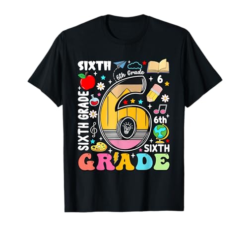 Bleistift 6 Sixth Grade Back to School Teachers Kids T-Shirt von Funny First Day Of School