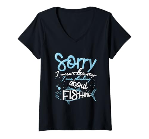 Damen Entschuldigung, ich Habe Nicht zugehört. Ich Habe ans Angeln gedacht T-Shirt mit V-Ausschnitt Damen Entschuldigung, ich Habe Nicht zugehört. Ich Habe ans Angeln gedacht T-Shirt mit V-Ausschnitt von Funny Fishing Designs