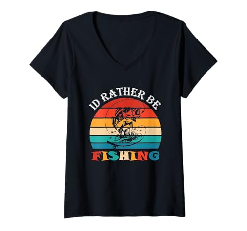 Damen Lustiges Zitat über Jagd Angeln mit Aufschrift I'd Rather be The Fishing T-Shirt mit V-Ausschnitt Damen Lustiges Zitat über Jagd Angeln mit Aufschrift I'd Rather be The Fishing T-Shirt mit V-Ausschnitt von Funny Fishing Novelty Graphic Tees For Men & Women