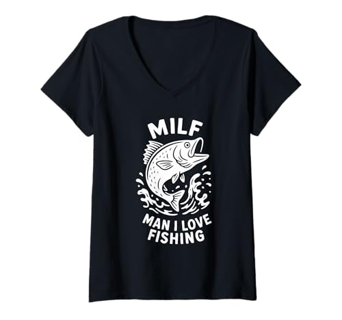 Damen Lustiger Mann Ich Liebe Angeln T-Shirt mit V-Ausschnitt Damen Lustiger Mann Ich Liebe Angeln T-Shirt mit V-Ausschnitt von Funny Fishing Tees