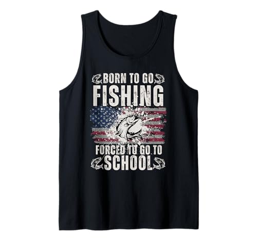 Lustiges Born to Go Fishing Forced School für Damen, Herren, Jungen, Kinder Tank Top von Funny Fishing lovers boys kids men fisherman