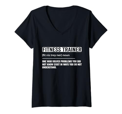 Damen Lustiger Fitnesstrainer Nomen Personal Trainer T-Shirt mit V-Ausschnitt Damen Lustiger Fitnesstrainer Nomen Personal Trainer T-Shirt mit V-Ausschnitt von Funny Fitness Trainer Definition