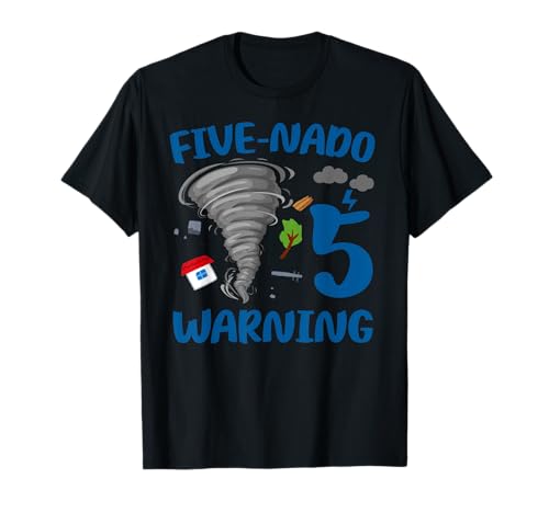 Kinder Five-nado Warnung 5. Geburtstag Party Thema Tornado Boy T-Shirt von Funny Fivenado Birthday Party 5th Bday