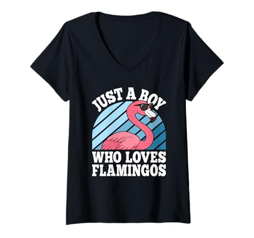 Damen Nur EIN Junge, der Flamingos liebt Lustige Flamingo-Liebhaber für Jungen T-Shirt mit V-Ausschnitt Damen Nur EIN Junge, der Flamingos liebt Lustige Flamingo-Liebhaber für Jungen T-Shirt mit V-Ausschnitt von Funny Flamingo Outfit Men Women Boys Girls Kids
