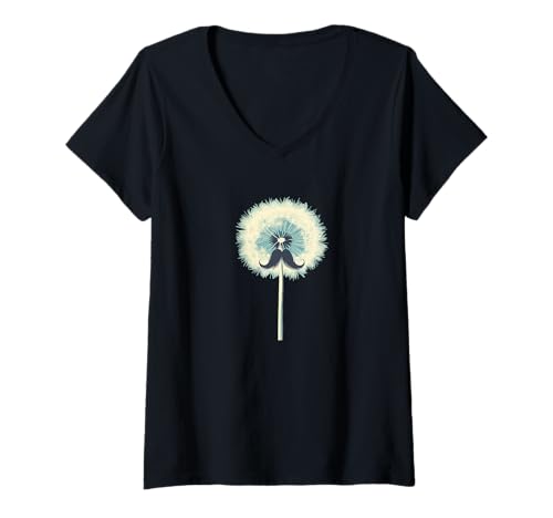 Damen Bärtiges Pusteblumenkostüm für Schnurrbart-Liebhaber T-Shirt mit V-Ausschnitt von Funny Flower Beard