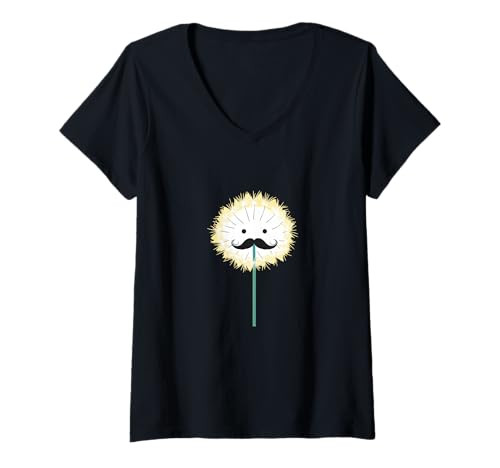 Damen Coole Schnurrbart Blume für Jungen und Mädchen T-Shirt mit V-Ausschnitt von Funny Flower Beard