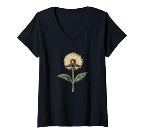 Damen Schönes Schnurrbart-Blumen-Outfit für blühende und Bartliebhaber T-Shirt mit V-Ausschnitt von Funny Flower Beard