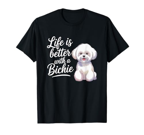 Bichon Frise Das Leben ist Besser mit einem süßen Hund von Bichie, Mama und Papa T-Shirt von Funny Fluffy Dog Lover Tee for Men & Women