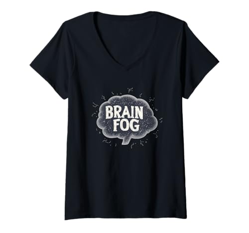 Damen Cooles Brain Fog Logo Kostüm T-Shirt mit V-Ausschnitt Damen Cooles Brain Fog Logo Kostüm T-Shirt mit V-Ausschnitt von Funny Fog Outfit