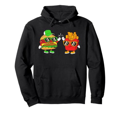 Foodie Lover Cheeseburger Kids Burger und Pommes Frites Best Friend Pullover Hoodie von Funny Foodie Gifts For Burger Lovers Cheeseburger