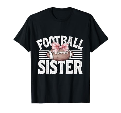 Kokette Bogen Fußball Schwester Spiel Tag Thanksgiving Frauen T-Shirt Kokette Bogen Fußball Schwester Spiel Tag Thanksgiving Frauen T-Shirt von Funny Football Lover Family Matching Outfit