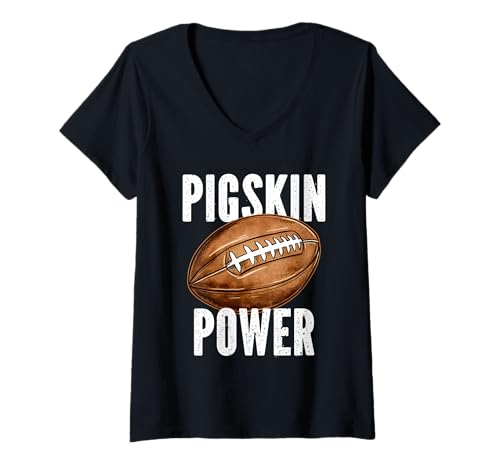 Damen Lustiges Schweinsleder-Wortspiel für Fußballspieler oder Fan T-Shirt mit V-Ausschnitt Damen Lustiges Schweinsleder-Wortspiel für Fußballspieler oder Fan T-Shirt mit V-Ausschnitt von Funny Football Puns