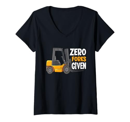 Damen Zero Forks Given Funny Warehouse Gabelstapler Operator T-Shirt mit V-Ausschnitt Damen Zero Forks Given Funny Warehouse Gabelstapler Operator T-Shirt mit V-Ausschnitt von Funny Forklift Operator Apparel