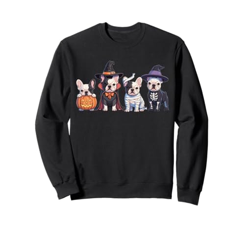 Französische Bulldogge Halloween Hexe Mama Hund Geist Halloween Sweatshirt von Funny French Bulldog Halloween Girls Boys Kids