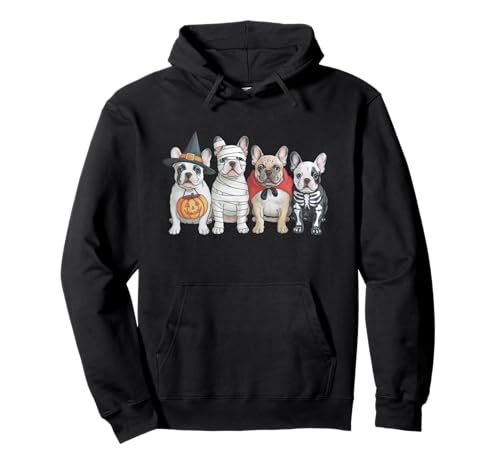 Niedliche französische Bulldogge Hexe Mama Halloween Kürbis Hund gruselig Pullover Hoodie von Funny French Bulldog Halloween Girls Boys Kids