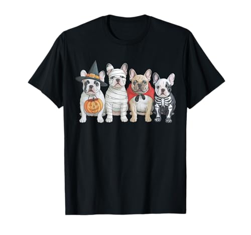 Niedliche französische Bulldogge Hexe Mama Halloween Kürbis Hund gruselig T-Shirt von Funny French Bulldog Halloween Girls Boys Kids