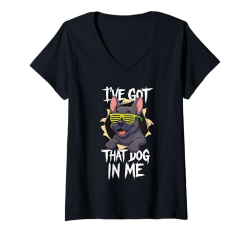 Damen I've Got That Dog In Me Französische Bulldogge T-Shirt mit V-Ausschnitt Damen I've Got That Dog In Me Französische Bulldogge T-Shirt mit V-Ausschnitt von Funny Frenchie Tees