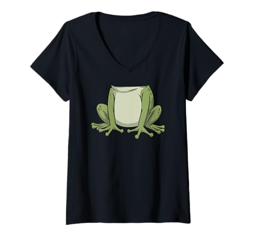 Damen Frosch Kostüm Lustiger Frosch Körper Design Halloween Outfit Idee T-Shirt mit V-Ausschnitt Damen Frosch Kostüm Lustiger Frosch Körper Design Halloween Outfit Idee T-Shirt mit V-Ausschnitt von Funny Frog Costume