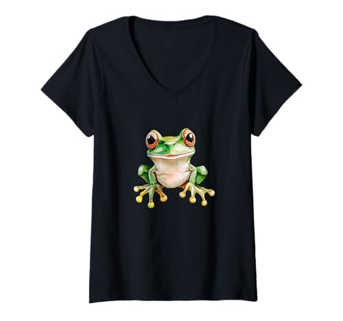 Damen Frosch – Amphibien – lustiger süßer Frosch – Frosch-Merch – Froschliebhaber T-Shirt mit V-Ausschnitt Damen Frosch – Amphibien – lustiger süßer Frosch – Frosch-Merch – Froschliebhaber T-Shirt mit V-Ausschnitt von Funny Frog - Frog Merch - Frog Lover