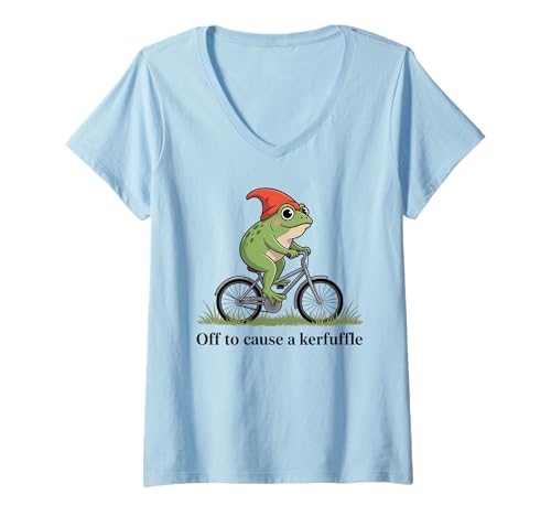 Damen Los, um für Aufsehen zu Sorgen lustiger Frosch auf dem Fahrrad T-Shirt mit V-Ausschnitt Damen Los, um für Aufsehen zu Sorgen lustiger Frosch auf dem Fahrrad T-Shirt mit V-Ausschnitt von Funny Frog Riding a Bicycle