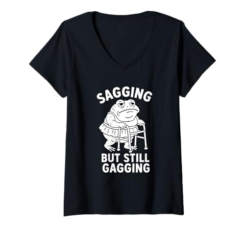 Damen Sagging But Still Frog Lustiges Meme T-Shirt mit V-Ausschnitt Damen Sagging But Still Frog Lustiges Meme T-Shirt mit V-Ausschnitt von Funny Frog Tees