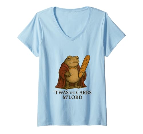 Damen Frog 'TWAS The Carbs M'lord T-Shirt mit V-Ausschnitt Damen Frog 'TWAS The Carbs M'lord T-Shirt mit V-Ausschnitt von Funny Frog 'Twas The Carbs M'lord