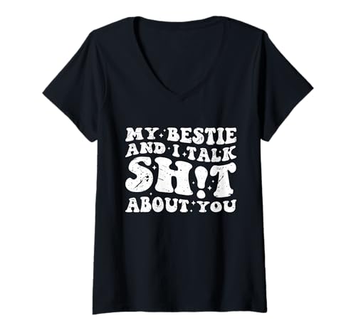 Damen Meine Beste Freundin und ich reden über Dich Lustige Freunde, die zusammenpassen T-Shirt mit V-Ausschnitt Damen Meine Beste Freundin und ich reden über Dich Lustige Freunde, die zusammenpassen T-Shirt mit V-Ausschnitt von Funny Funny My Bestie & I Talk Shit About You Tee