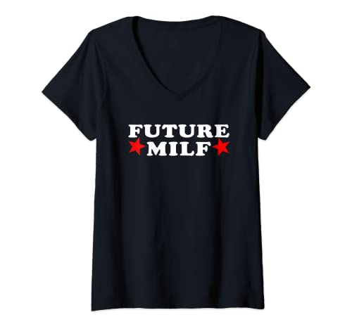 Damen Funny Future Milf I Heart MILFs T-Shirt mit V-Ausschnitt Damen Funny Future Milf I Heart MILFs T-Shirt mit V-Ausschnitt von Funny Future MILF