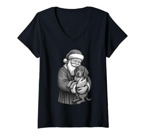 Damen Deutscher Kurzhaar-Zeiger Weihnachtsmann Weihnachten Hundeliebhaber T-Shirt mit V-Ausschnitt Damen Deutscher Kurzhaar-Zeiger Weihnachtsmann Weihnachten Hundeliebhaber T-Shirt mit V-Ausschnitt von Funny GSP Holiday Dog Designs