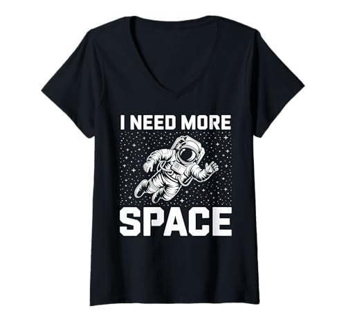 Damen Funny Astronaut in Galaxy Graphic I Need More Space T-Shirt mit V-Ausschnitt Damen Funny Astronaut in Galaxy Graphic I Need More Space T-Shirt mit V-Ausschnitt von Funny Galaxy Astronaut Tee Store