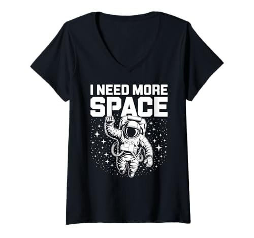 Damen Funny Astronaut in Galaxy Graphic I Need More Space T-Shirt mit V-Ausschnitt Damen Funny Astronaut in Galaxy Graphic I Need More Space T-Shirt mit V-Ausschnitt von Funny Galaxy Astronaut Tee Store