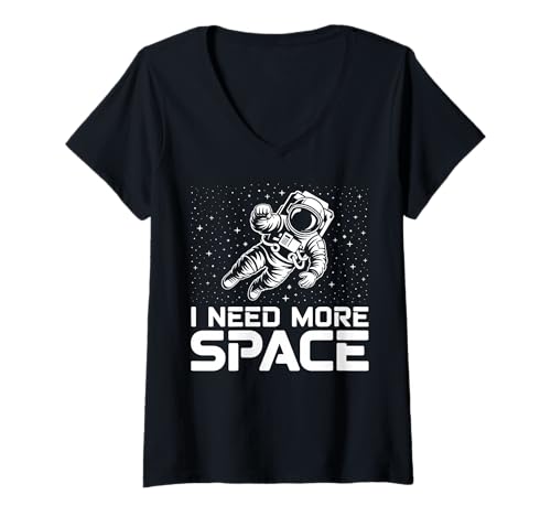 Damen Funny Astronaut in Galaxy Graphic I Need More Space T-Shirt mit V-Ausschnitt Damen Funny Astronaut in Galaxy Graphic I Need More Space T-Shirt mit V-Ausschnitt von Funny Galaxy Astronaut Tee Store