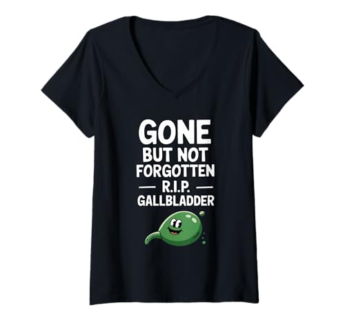 Damen Gallenblasenentfernung Chirurgie Lustige Gallenblasen-Chirurgie T-Shirt mit V-Ausschnitt von Funny Gallbladder Surgery Recovery Apparel