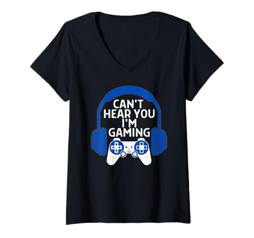 Damen I Don't Always Play Video Games Can't Hear You Gaming Blau T-Shirt mit V-Ausschnitt Damen I Don't Always Play Video Games Can't Hear You Gaming Blau T-Shirt mit V-Ausschnitt von Funny Game Designs Early Bird