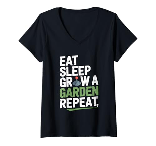 Damen Spiel Eat Sleep Grow A Garden Repeat Gamer-Design T-Shirt mit V-Ausschnitt Damen Spiel Eat Sleep Grow A Garden Repeat Gamer-Design T-Shirt mit V-Ausschnitt von Funny Gamer Designs
