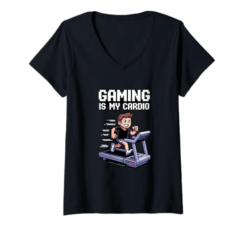 Damen Gaming ist Mein Cardio-Pixel-Humor T-Shirt mit V-Ausschnitt Damen Gaming ist Mein Cardio-Pixel-Humor T-Shirt mit V-Ausschnitt von Funny Gamer Pixel Quotes