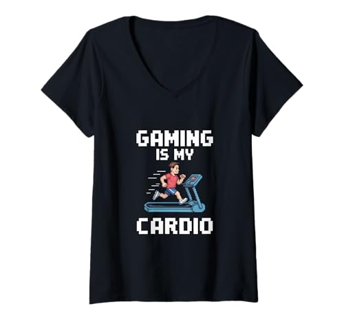 Damen Gaming ist Mein Cardio-Pixel-Humor T-Shirt mit V-Ausschnitt Damen Gaming ist Mein Cardio-Pixel-Humor T-Shirt mit V-Ausschnitt von Funny Gamer Pixel Quotes