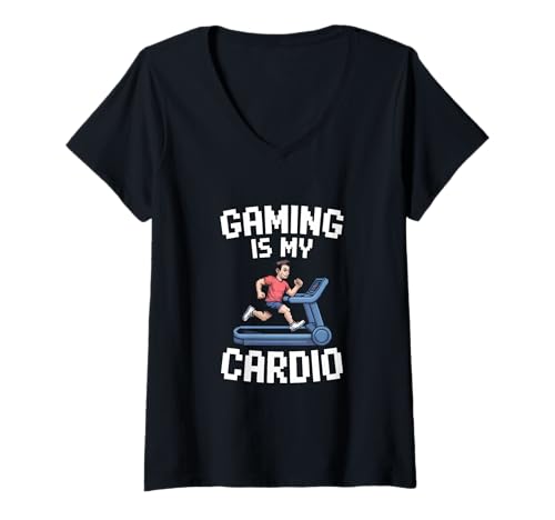 Damen Gaming ist Mein Cardio-Pixel-Humor T-Shirt mit V-Ausschnitt Damen Gaming ist Mein Cardio-Pixel-Humor T-Shirt mit V-Ausschnitt von Funny Gamer Pixel Quotes